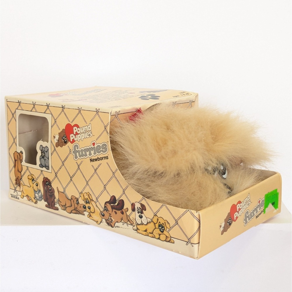 Vintage Original Tonka 1985 Pound Puppies Newborn Furries Long Hair 7826 Tan NEW